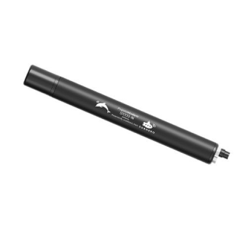 Subnero S1000-N Bronze Edition acoustic modem shown at an angle, highlighting its compact, lightweight form factor for entry-level underwater networking