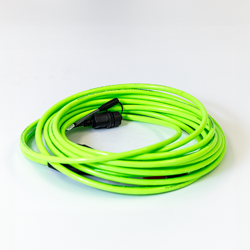 Coiled green subsea cable with a wet-mate underwater connector for Subnero Gen4x acoustic smart modems
