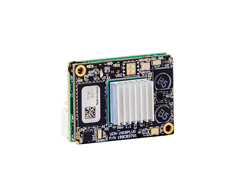 Subnero Gen4x co-processor module (NXP i.MX8M Plus System-on-Module) shown at an angle, displaying its stacked circuit boards, heatsink, and connector